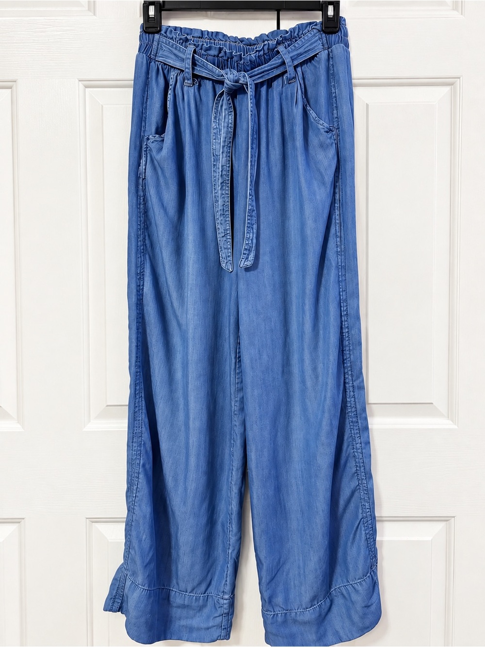 Knox Rose Relaxed Blue Wide-Leg Paperbag Jeans with Tie Belt